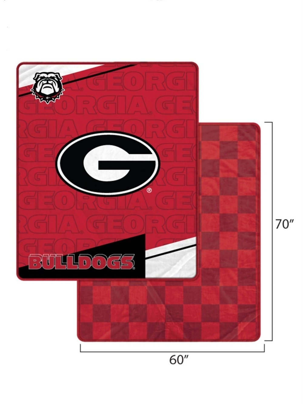 NCAA Georgia Bulldogs Reversible Throw Blanket 60"x70" Red And Black